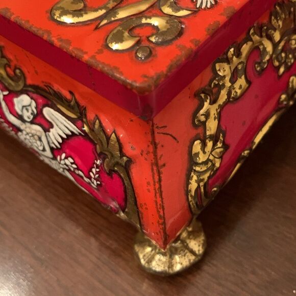 Tin Box Jewelry Princess Cupids Angels Gold Red Fricke Nacke Mavis Germany - Picture 10 of 10